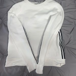 White Athleta Crewneck With Black Stripes